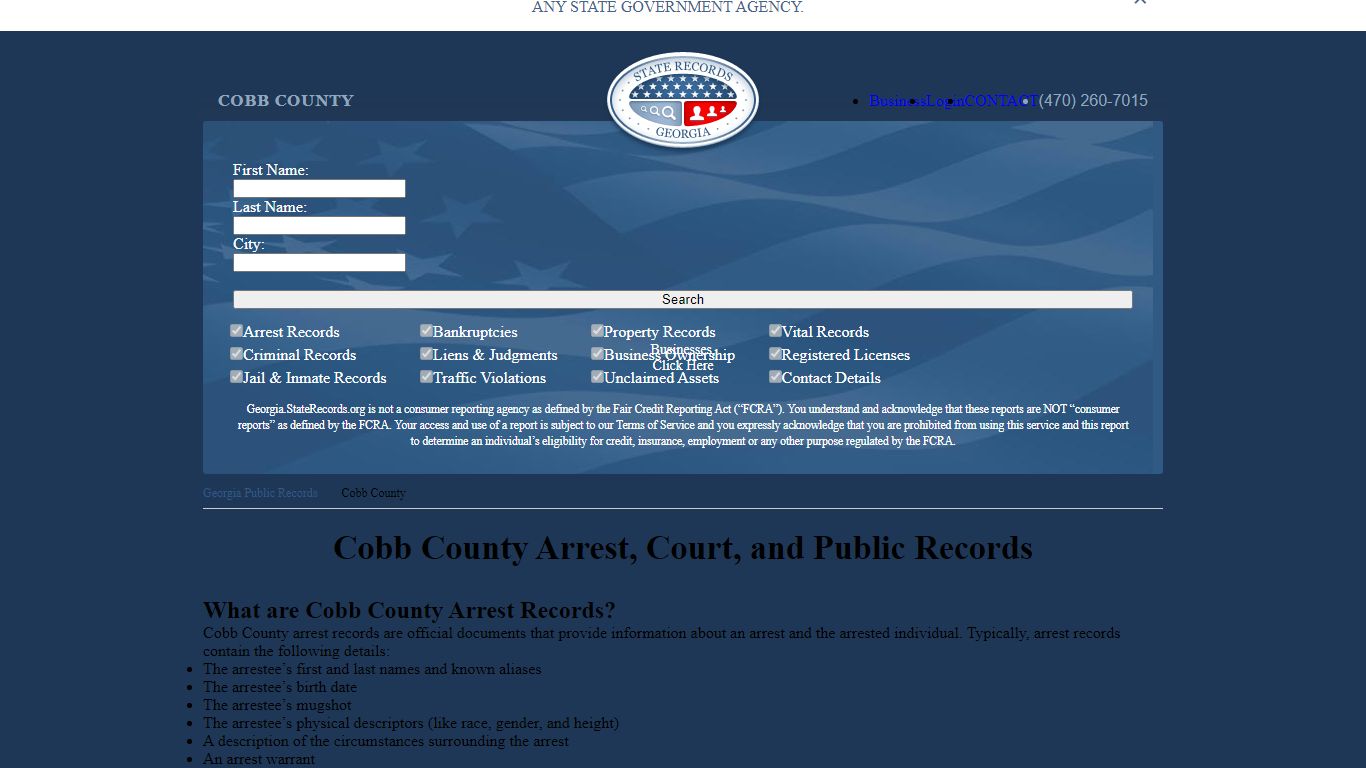 Cobb County Arrest, Court, and Public Records